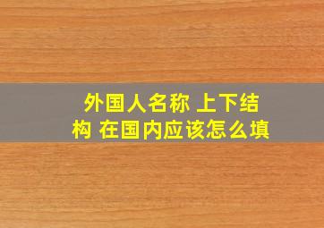 外国人名称 上下结构 在国内应该怎么填